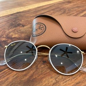 RayBan White and Gold Circle Sunnies